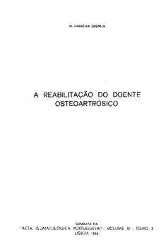 Volume XI - Separata A Reabilitação do doente osteoartrósico