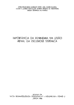 Volume XIII - Separata Importância da Reninemia na Lesão Renal da Esclerose Sistémica